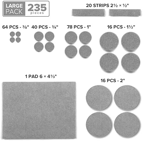 235 pc Gray Felt Furniture Pads X-Protector Huge Quantity of Furniture Pads - Image 5
