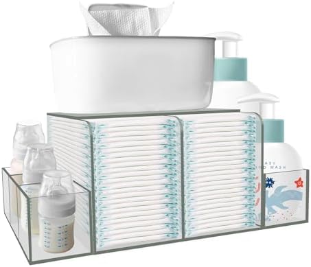 GILPWA Diaper Caddy, Baby Changing Table Organizer, Detachable Clear Acrylic Diaper Storage for Wipe Dispenser, Wipe Warmer and other Diapering Essentials by GILPWAFlagship