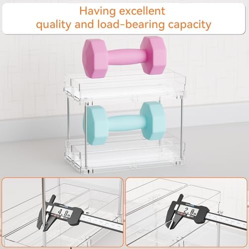 Yieach 2 Tier Sliding Spice Racks for Cabinets,2 Pack 10.4'' Deep Narrow Vertical Spice Rack Pull Out for Inside Cabinets,Kitchen,Pantry,Cupboard Seasoning,Jar Organizer and Medicine Cabinet Storage - Image 6