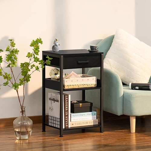 Lerliuo Printer Stand with Storage,3 Tier Home Office Organizer with Fabric Drawer,Industrial Style Printer Table for Printer, Scanner, Paper and Office Supplies - Image 2