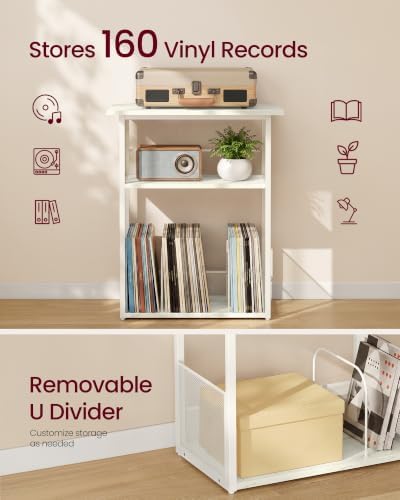 VASAGLE Record Player Stand, End Table with Record Storage up to 160 Albums - Image 4