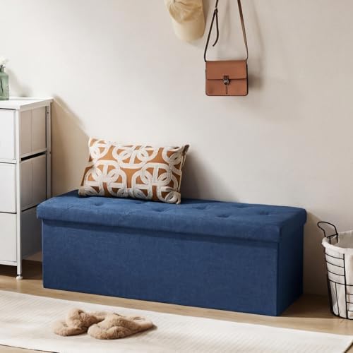 DUMOS 43 Inch Folding Storage Ottoman Bench, Large Ottoman with Storage - Image 6
