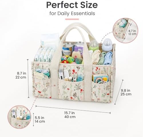 Diaper Caddy Organizer with Removable Dividers | Portable Storage Basket - Image 5