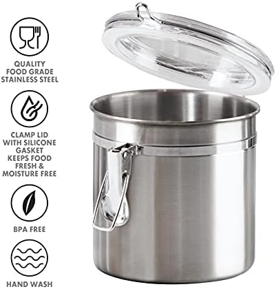 Oggi 36-Ounce Stainless Steel Canister with Clear Acrylic Lid and Locking Clamp - Image 3
