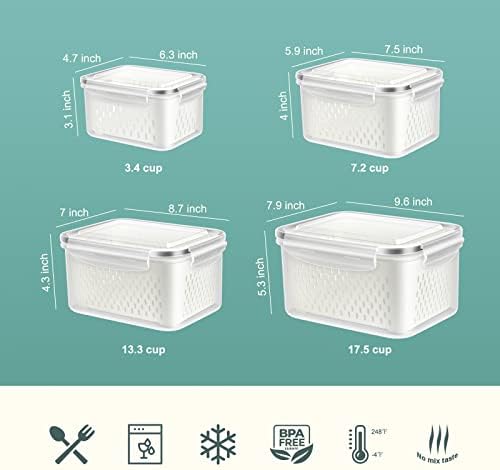 8 Pieces Fruit Storage Container for Fridge with Removable Colander - Image 2