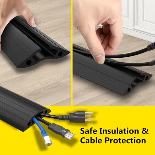 Eapele Floor Cord Cover 10ft Cord Covers for Wires on Floor, Linkable Heavy Duty Extension Cord Cover, Rubber Floor Cable Cover, Prevent Trip Hazard for Sidewalk Home Office Outdoor or Indoor Settings - Image 5