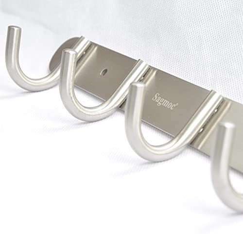 Towel Hook Rack Brushed Nickel - Sagmoc 11-Inch Coat Hook Rail Wall Mounted with 4 Hooks, Durable Wall Hangers for Bedroom, Bathroom, Foyer, Hallway (304 Stainless Steel) - Image 4
