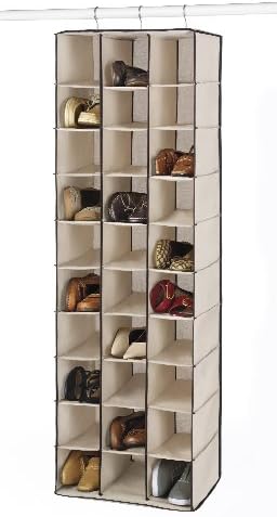 Whitmor 30 Sections Hanging Clothes Closet Shoe Organizer, Space Saving Breathable Fabric Shoe Storage for Bedroom, Laundry, Dorm, Beige - Image 4