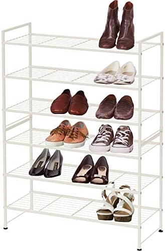 Simple Houseware 3-Tier Stackable Wired Grid Shoe Rack, White - Image 3
