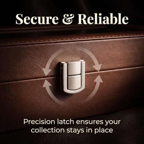Watch Box Case for Men, Wooden Display Glass Lid - Image 5
