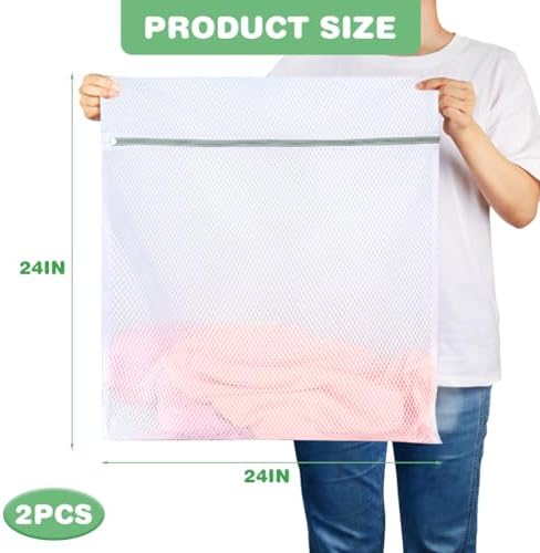 Tenn Well 2Pk 24x24" Honeycomb Mesh Laundry Bags XXL for Delicates - Image 2