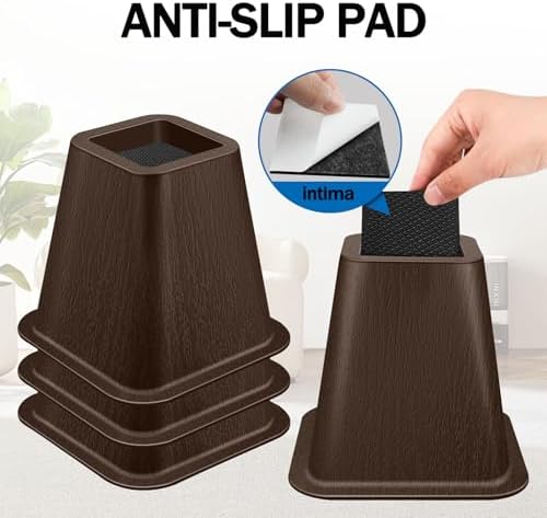 ANNKUT 6 Inch Heavy Duty Bed Risers, Furniture Risers for Desk, Chair, Table or Sofa, Couch Lift Risers, Supports up to 2200 lbs per Leg(9 Pack Brown) - Image 5