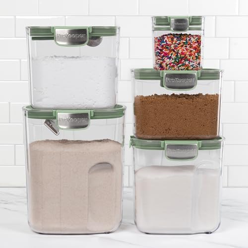 ProKeeper+ Airtight Food Storage Container Set – Clear Plastic Flour and Sugar Canister Set with Magnetic Accessories for Kitchen Organization (Pistachio, 9-Piece) - Image 5