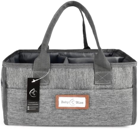 BabyBliss Polyester Diaper Caddy Organizer - Portable Wipe-Clean Nursery Storage Basket with Pockets and Dividers for Diapers, Wipes and Baby Essentials - For Nursery, Living Room and Car by BabyBliss