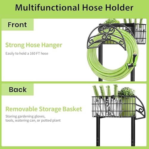 TomCare Garden Hose Holder, 4 Spikes Water Hose Hanger for 160FT Hose - Image 5