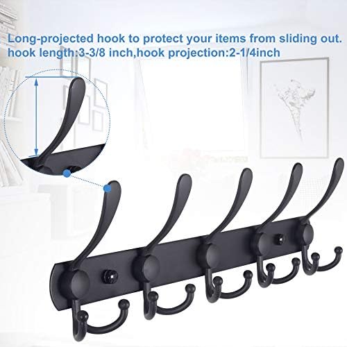 WEBI Coat Rack Wall Mount,Coat Hooks Wall Mount,5 Tri Hooks for Hanging Coats,Wall Coat Hanger,Wall Coat Rack for Clothes,Black - Image 4