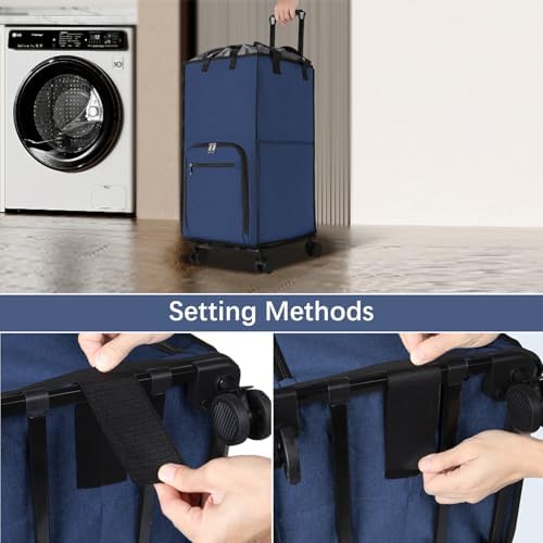 Bukere Rolling Laundry Hamper with Wheels, Large 90L Freestanding Collapsible Laundry Basket Bag for Clothes Storage, Heavy Duty Removable Wheeled Cart for College Dorm Apartment Laundry Room Bathroom - Image 3