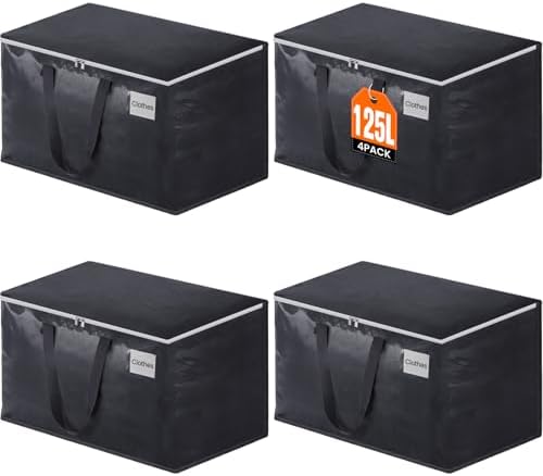 Fabspace Heavy Duty Moving Bags, 125L Collapsible Storage Totes, 4-Pack by Fabspace