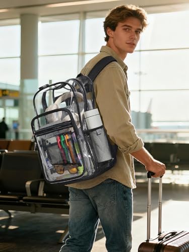 Heavy Duty Clear Backpack With TSA Lock, 18 Inch Large Clear Bookbag - Image 2