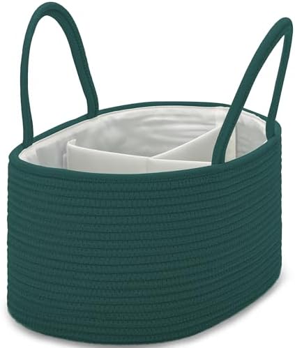 COMSE Large Cotton Rope Baby Diaper Caddy Organizer, Dark Green by COMSE
