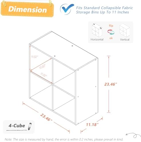 NELYE 4 Cube Organizer Bookcase White Open Shelf - Image 2