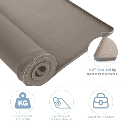 Garolue Washer and Dryer Covers for the Top, 23.6'' x 19.7'' Silicone Rubber Mat for Laudry Machine & Dryer,Non-slip Heavy Duty Waterproof Washable Top Protector Mat Pad for Laundry & Kitchen,Apricot - Image 3