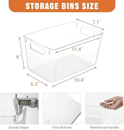 Freebat 12 Pack Pantry Organization and Storage,Clear Plastic Storage Bins - Image 2