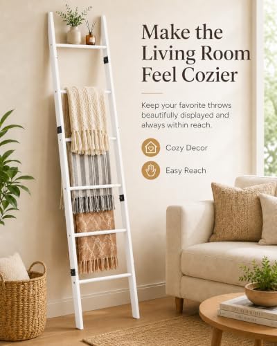 Blanket Ladder 6 Tier with Shelf for Living Room Bedroom and Bathroom - Image 5