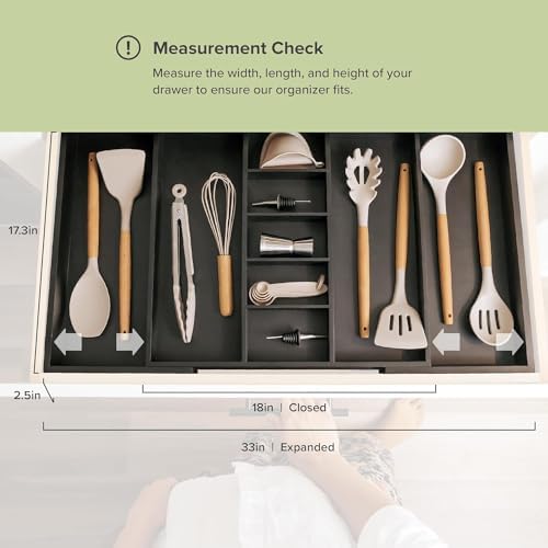 KitchenEdge Utensil & Junk Drawer Organizer, 19-33 in, Black Bamboo - Image 4
