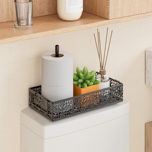 Toilet Tank Topper - 13 Inch Bathroom Tray with Magnetic Paper Towel Holder - Image 2