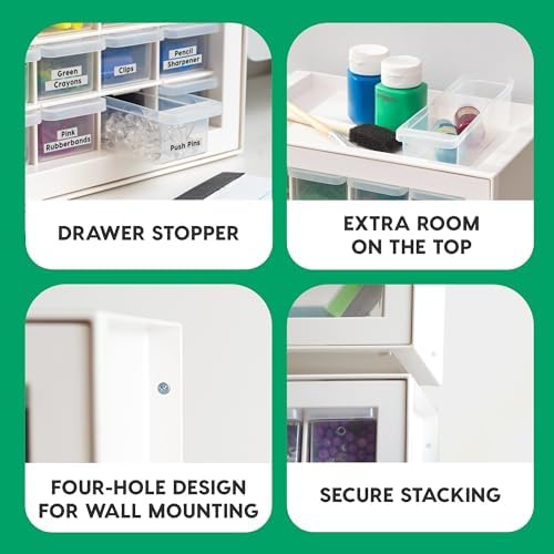 IRIS USA 16-Drawer Small Drawer Organizer, Craft Desk Storage, White - Image 5