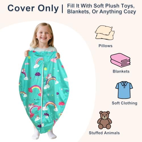 Lukeight Stuffed Animal Storage Bean Bag Chair Cover for Kids, Velvet Plush Toy Organizer Seat, Cover Only, No Filling Included, Long YKK Zipper, Side Pocket, X-Large 30"D x 18"H - Image 2