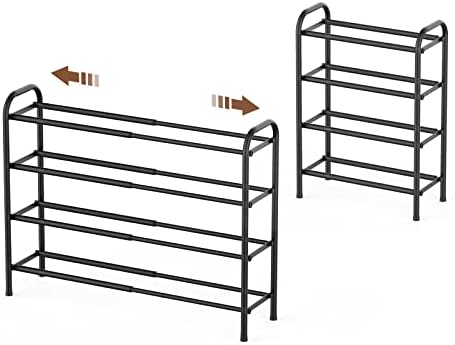 Gonfoam Expandable 4-Tier Shoe Rack for Closet and Entryway, Black by Gonfoam
