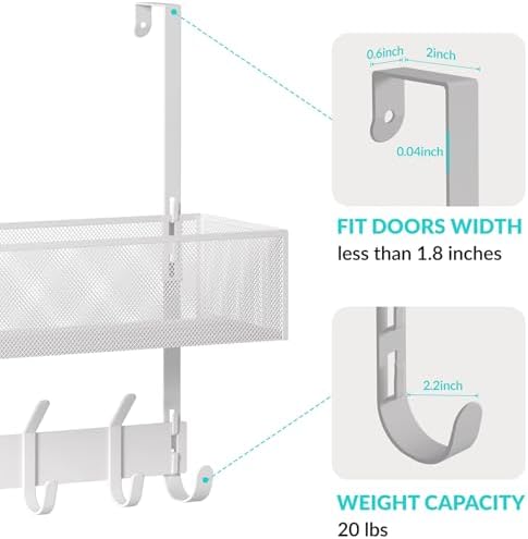 LUCYCAZ Over The Door Hooks Organizer, Door Hanger Storage with Coat Hooks - Image 2