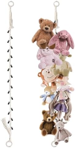 Munzong 80" Beige Hanging Stuffed Animal Storage Chain with 20 Metal Clips by Munzong