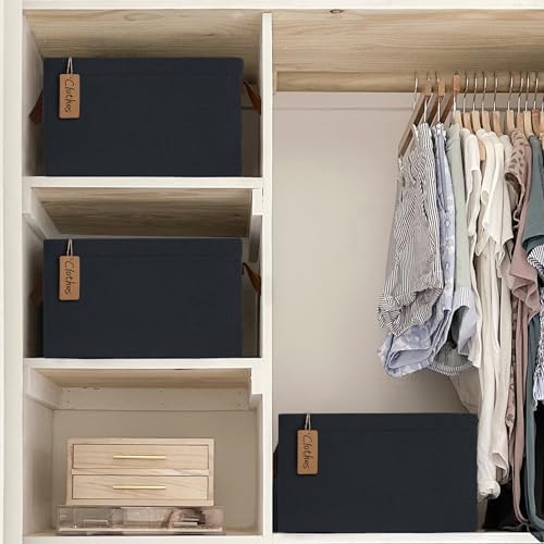 CHICVITA 20L Fabric Storage Bins for Shelves, Metal Frame, 2Pack, Black - Image 2