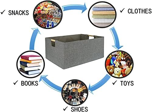 Storage Bin for Shelves Rectangle Closet Baskets Foldable Box with Handles Gray Shelf Baskets Toy Boxes for Home Office Car Dormroom - Image 3