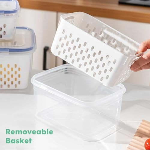 Fruit Storage Container for Fridge, Leakproof Food Storage Containers, Plastic Fresh Produce Saver Vegetable Fruit Meat Storages Organization, Plastic Produce Keepers(M+L) - Image 7