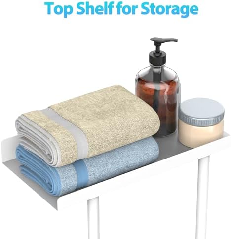 Liuoud Towel Rack for Bathroom, Wall Mounted Vertical Rolled Towel Storage Organizer Holder with Shelf, Holds Up 6 Large Bath Sheets, White Large Size - Image 6