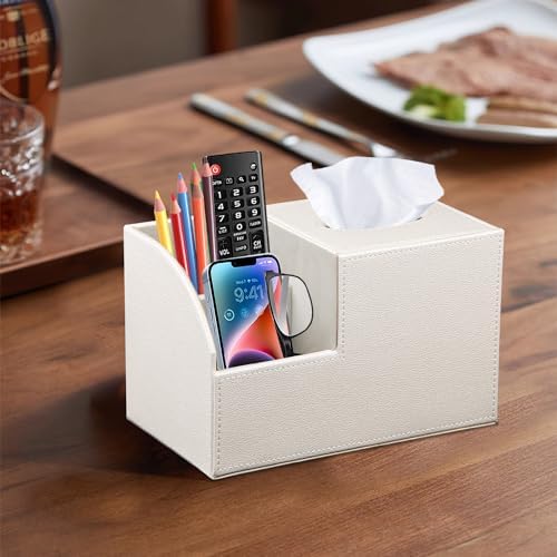 PU Leather Square Tissue Box Cover - Multi-Functional Tissue Box Holder - Image 5