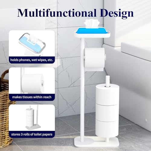 Kitsure Metal Toilet Paper Holder Free Standing, Medium, White - Image 6
