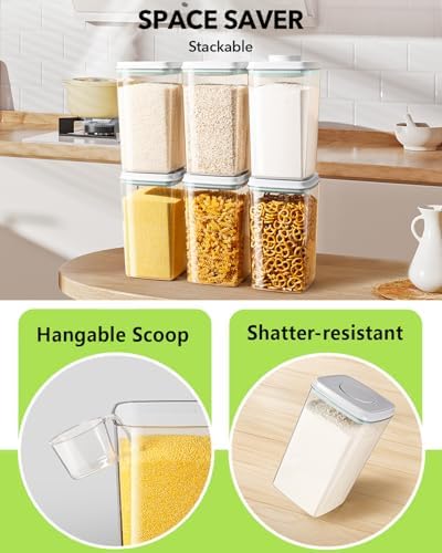 Ankou Airtight Food Storage Container with Pop Lid & 130ml Scoop, 4L/4.2qt *2 BPA-Free Cereal, Rice, Flour, Pasta & Snack Container, Stackable & Durable,Kitchen Pantry Organizer - Image 4