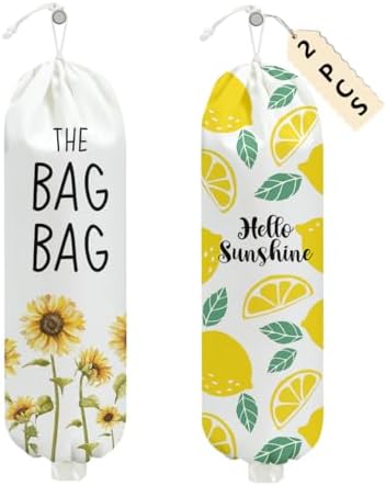 2Pcs Sunflower Plastic Bag Holder for Kitchen Essentials by Unknown