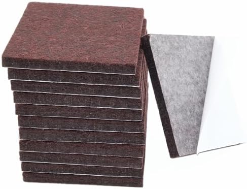 12Pcs Square Felt Furniture Pads, 1 inch x 1 inch Self Adhesive Cuttable Anti Scratch Floor Protectors for Furniture Legs Hardwood Floor, Brown, 25mm by XIWENQUKU