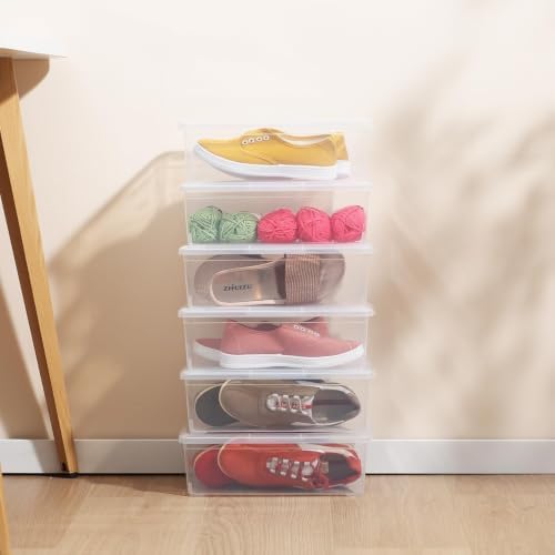 novelinks 10 Pack 6QT Plastic Storage Bins with Lids, Shoe Bins - Image 3