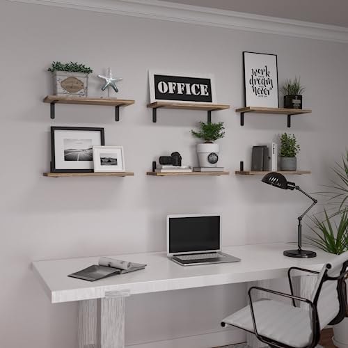 WOPITUES Floating Shelves Set of 6 for Wall Decor & Storage, Rustic Brown - Image 7