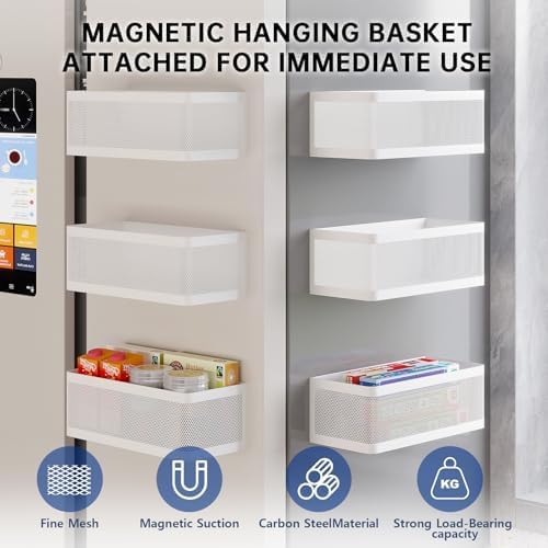 1 Pcs Magnetic Spice Rack For Refrigerator, White, 13.8''L*5.1''W*3.9''H - Image 3