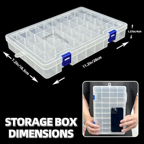 DUOFIRE Plastic Organizer Storage Box, Adjustable Divider 34 Grids, 4 Pack - Image 3