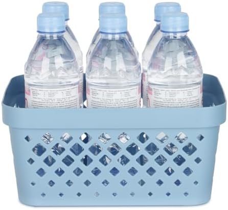 Glad Plastic Baskets for Organizing, Set of 6 | Pantry Storage for Under Counter, Linen Closet, and Bathroom | Nesting Shelf Bins with Handles, 1 Gallon, Marina Blue - Image 4