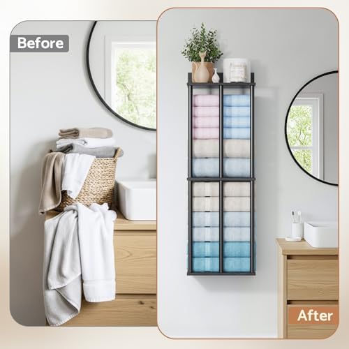 Bathroom Towel Storage, Black Bathroom Towel Holder - Image 5